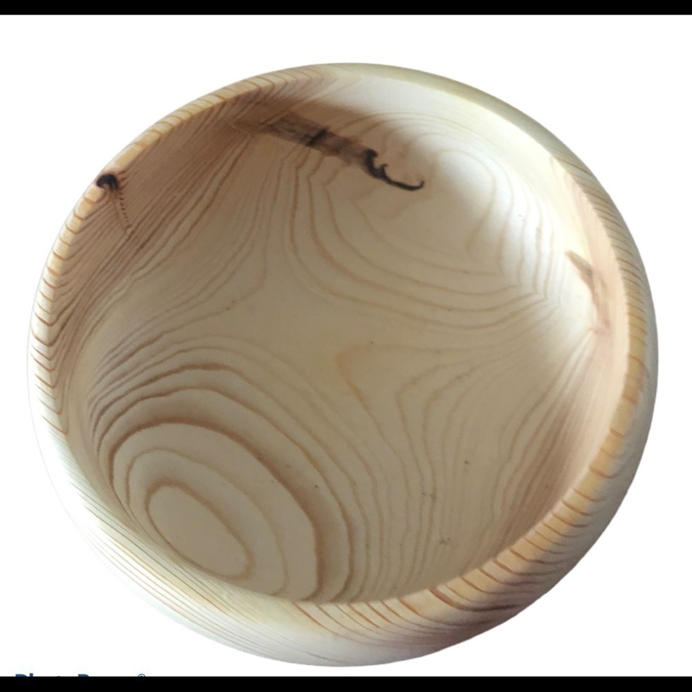 Handmade Natural Wood Grain Minimalist Bowl 8”X3” Signed Initial WI Artist